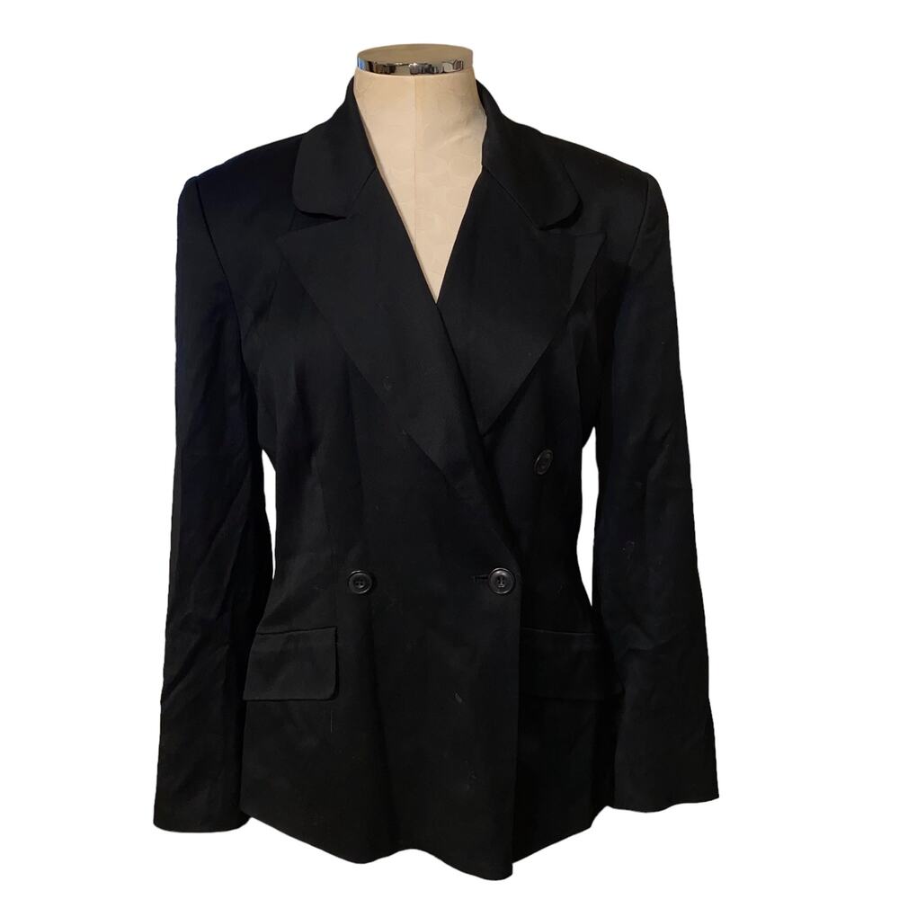 Gruppo Americano Vintage Suit Womens Double Breasted Blazer Jacket Size 8 Black